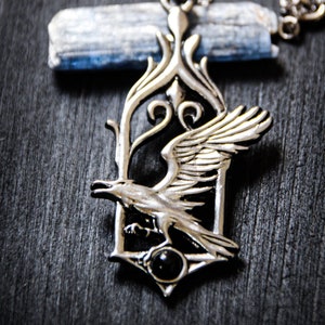 The Raven - gothic wisdom talisman, silver plated