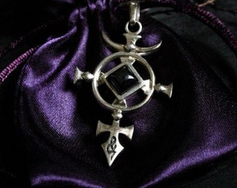 St Michael Cross - hematite & Sterling Silver - protection talisman