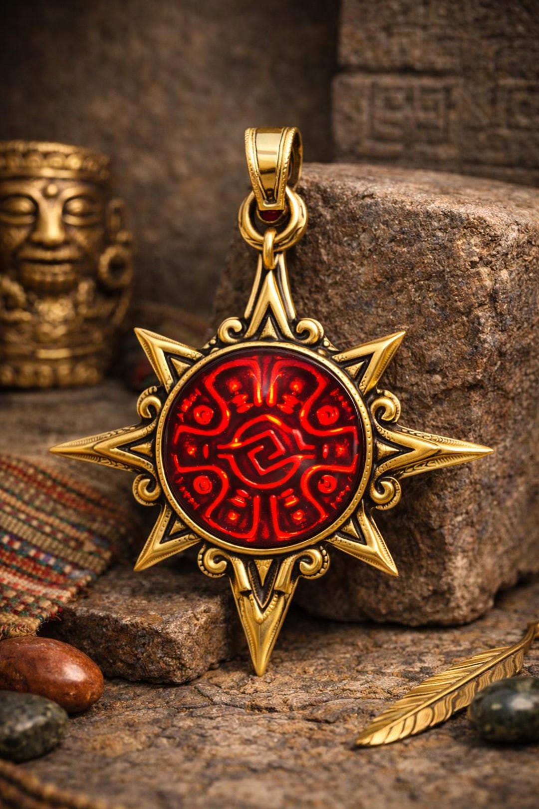 Inti Inca Symbol Inti Sun God Pendant | Sacred Symbol of the Inca Empire - Etsy
