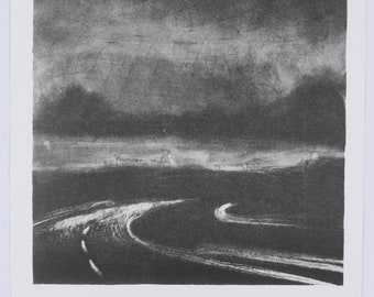 Road • Handmade Lithograph • Lithographic Drawing • Limited Edition Fine Art Print • Contemporary Decor