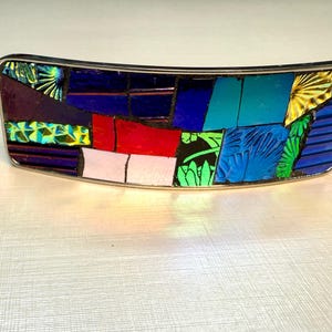 Aurora Borealis Mosaic Hair Clip/French Barrette With Dichroic Textured Glass, Gift For Her, Long Thick Hair Accessory Aurora Borealis 4