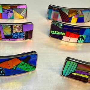 Aurora Borealis Mosaic Hair Clip/French Barrette With Dichroic Textured Glass, Gift For Her, Long Thick Hair Accessory image 2