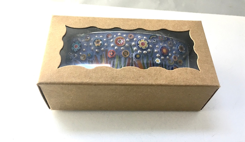 Aurora Borealis Mosaic Hair Clip/French Barrette With Dichroic Textured Glass, Gift For Her, Long Thick Hair Accessory image 7