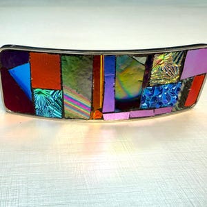 Aurora Borealis Mosaic Hair Clip/French Barrette With Dichroic Textured Glass, Gift For Her, Long Thick Hair Accessory Aurora Borealis5