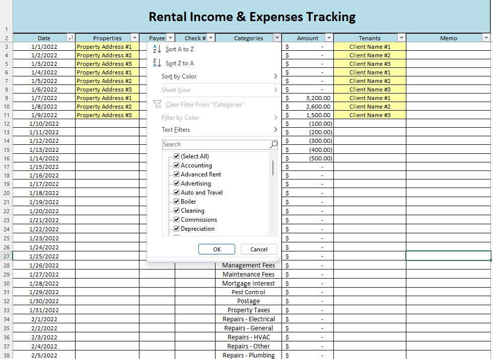 Rental Bookkeeping Spreadsheet Income and Expense Tracker Rental Profit ...