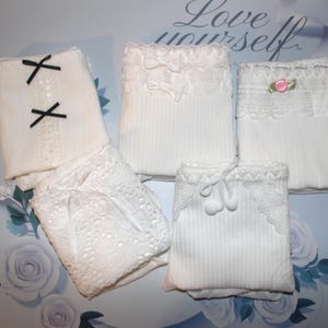 Organic Cotton all white Women Briefs Panties, Undies, Underwear, Lingerie Underpants, Lace Soft Comfortable cotton panties