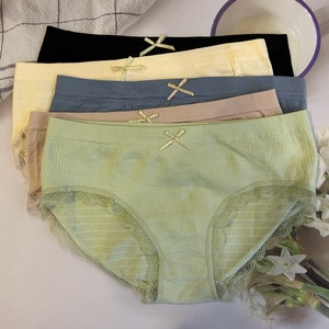 Hot Selling 1pc/Lot Threaded Cotton Solid Color Panties Girl