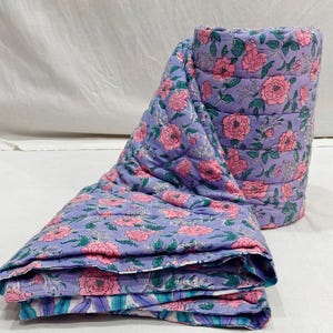 Jaipuri Block Print Quilt : 100% Cotton Handmade Winter Razai Quilt Dohar , Boho Hippie Bedding Warm Razai