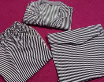 Handblockdruck Baumwoll-Seide Pyjama Set - Leichte Nachtwäsche, Baumwoll-Seide Pyjama Set