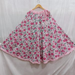 Pink Flower Block Print Masi Skirt , Handmade Skirt, Gift For Women , Floral Flower Design Skirts, Block prints Long Skirts, Women Skirts,,,