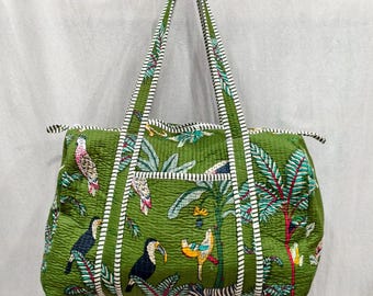 Große Baumwoll-Weekender-Reisetasche für Frauen, gesteppte Reisetaschen, Boho für Geschenke