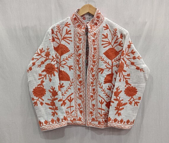 Reversible Suzani Embroidered TNT Jacket: Handcrafted Indian Coat