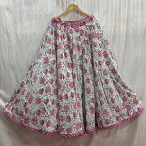 Handmade Floral Cotton Maxi Skirt: Block Print Layered Skirt