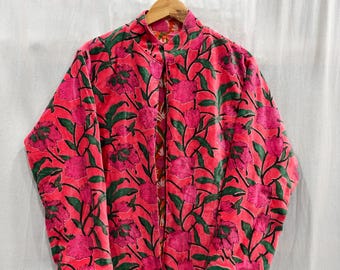 Block Printed Velvet Reversible Jacket: Floral Suzani Coat