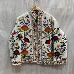 Embroidered Suzani Jacket: Reversible Indian Cotton, Free Size