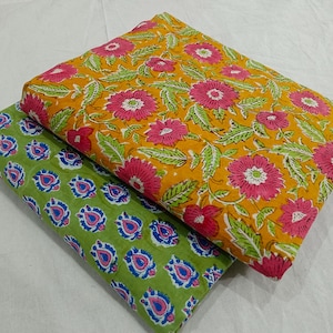 Tessuto indiano stampato a blocchi, tessuto tessile stampato a blocchi 60*60 cotone, ideale per l'estate, tessuto per abiti da donna, tessuto 100% cotone morbido, ecc.
