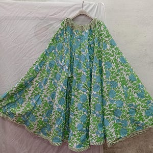 Green Floral Long Skirts, Handmade prints, Women Wear Comfortable Long Skirts, Beautiful Designer Long Skirts, Personalized Gift For Her,***