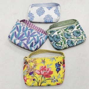 Hand Block Print Cotton Sling Bag Set of 4: Quilted Boho Crossbody Purses