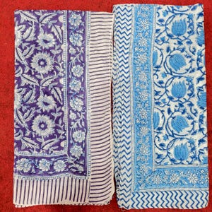 Indian Floral Cotton Scarf, Handmade Scarf For Women ,Block Print Cotton Square Scarf, 30x30Inches/100x100cm Cotton Scarf, Gift For Her,Gift