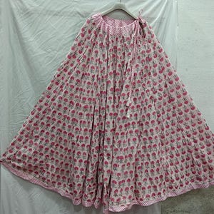 Flower Design Long Skirt, Handcrafted Design Skirt, Rose Prints Skirt, Women Skirt, Personalized Gift, Hand Block Printed Skirt, Gift Idea,*