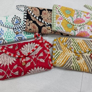 Unique Hand Block Print Black Wallet - Artisanal Fabric Coin Purse. Colorful Hand Block Print Wallet - Handmade Vegan Leather Organizer
