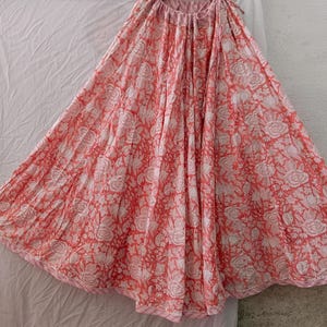 Pink Color Printed Long Skirts, Handmade Long Skirts, Women Wear Long Skirts, Boho Floral Long Skirts, Block Print Skirts, Personalized Gift