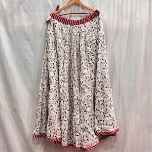 Pomegranate Block Print Skirt, Cotton Long Skirts, Women Wear Long Skirts, Handmade Layered Flower Design, Beautiful Long Skirts, Gift Idea,