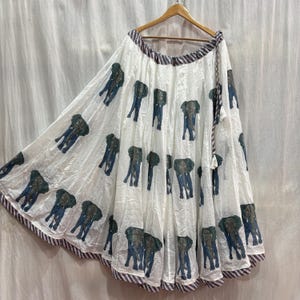 Elephant Print Skirts, Cotton Skirts, Bohemian Skirts, Maxi Dress, Indian Skirts, Cotton Blockprint Skirts, Gifts For Her, Personalized Gift