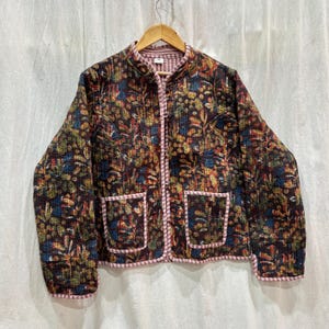 Reversible Cotton Jacket Quilted Jacket Short Jacket Handmade Stripe Piping Jacket Bohemian Winter wear Coat For Women&#39;s New Style