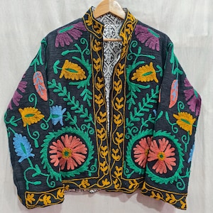 Reversible Suzani Embroidered Jacket: Bohemian TNT Cotton Coat