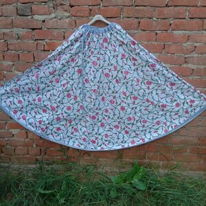 Long Pink Skirt Indian Famous Skirt Which Made By Adding 32 Buds Free Size Hand Block Print  Soft Fabric, No Elastic Only Drawstring Slogan