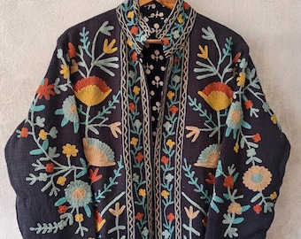 Handgemaakt Suzani-borduurjack - Tnt-winterjas - omkeerbaar katoenen jack, cadeaus voor boho**