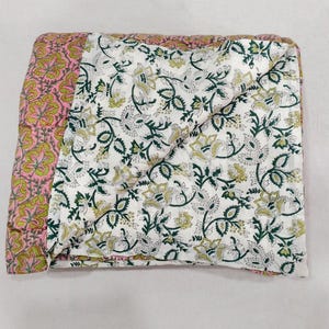 Jaipuri Block Print Cotton Quilt: Reversible Floral Razai