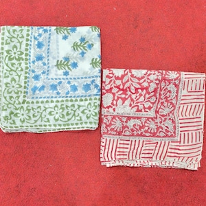 Orgnic Cotton Scarf ,Block Print Sqaure Scarf, Cotton Sarongs, Floral Cotton scarf, Women Stylish Cotton Neck Scarf , 30x30Inches/100x100cm.