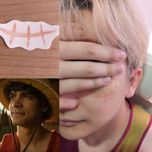 Luffy One Piece Inspired Face Stitch | Keloid | SFX Temporary Tattoo | Halloween Accessory | Cosplay | Costume Party | by DESIRED FX