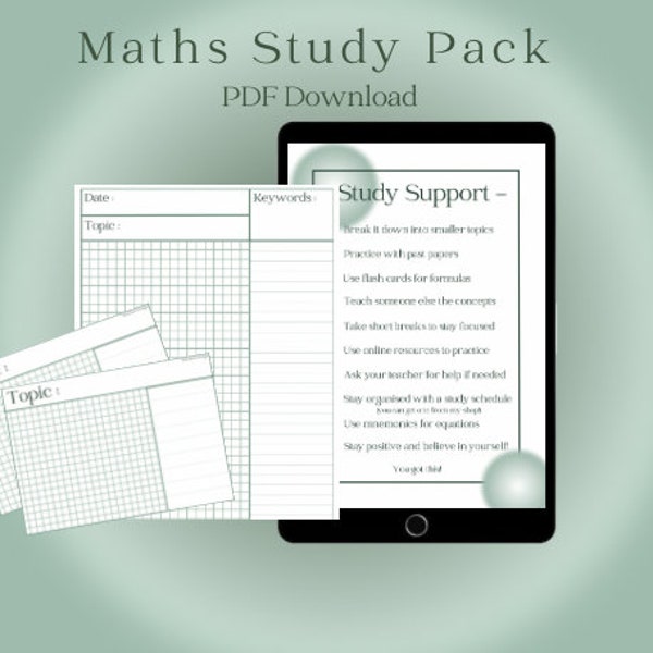 Maths study pack, maths revision, study, revision planner, flashcards, study support, gcse, printable, pdf