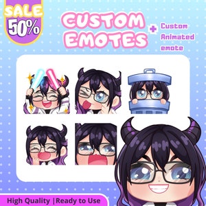 CUSTOM Twitch Emotes or Kick Emotes | Cute Emotes | Cute Chibi anime style | Twitch Emote | Anime | Animated Emotes | Sub Badges | Emote Pet