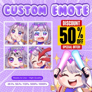 Emote Twitch personalizzate / Emote animate / Emote Twitch per streamer / YCH / Emote Kick / Emote Twitch / Emote natalizie / Discord / Emoji
