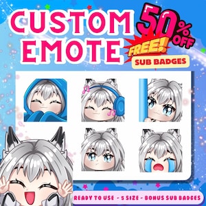 High Quality Custom Twitch Emotes, Chibi Anime Style, Chibi Character, Vtuber Cute Chibi Emote, Custom Chibi Emotes, Youtub, Discord