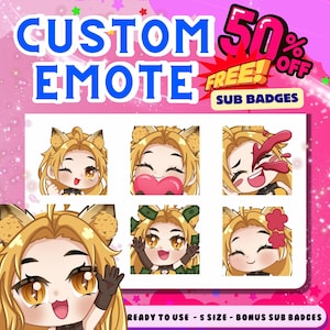 KAWAII GIRL EMOTE | Custome Emote | Chibi Girl Emote | Custom Emotes Twitch | Emotes | Fox Emote | Sub Badges | Cute Emote | Vtuber Emote