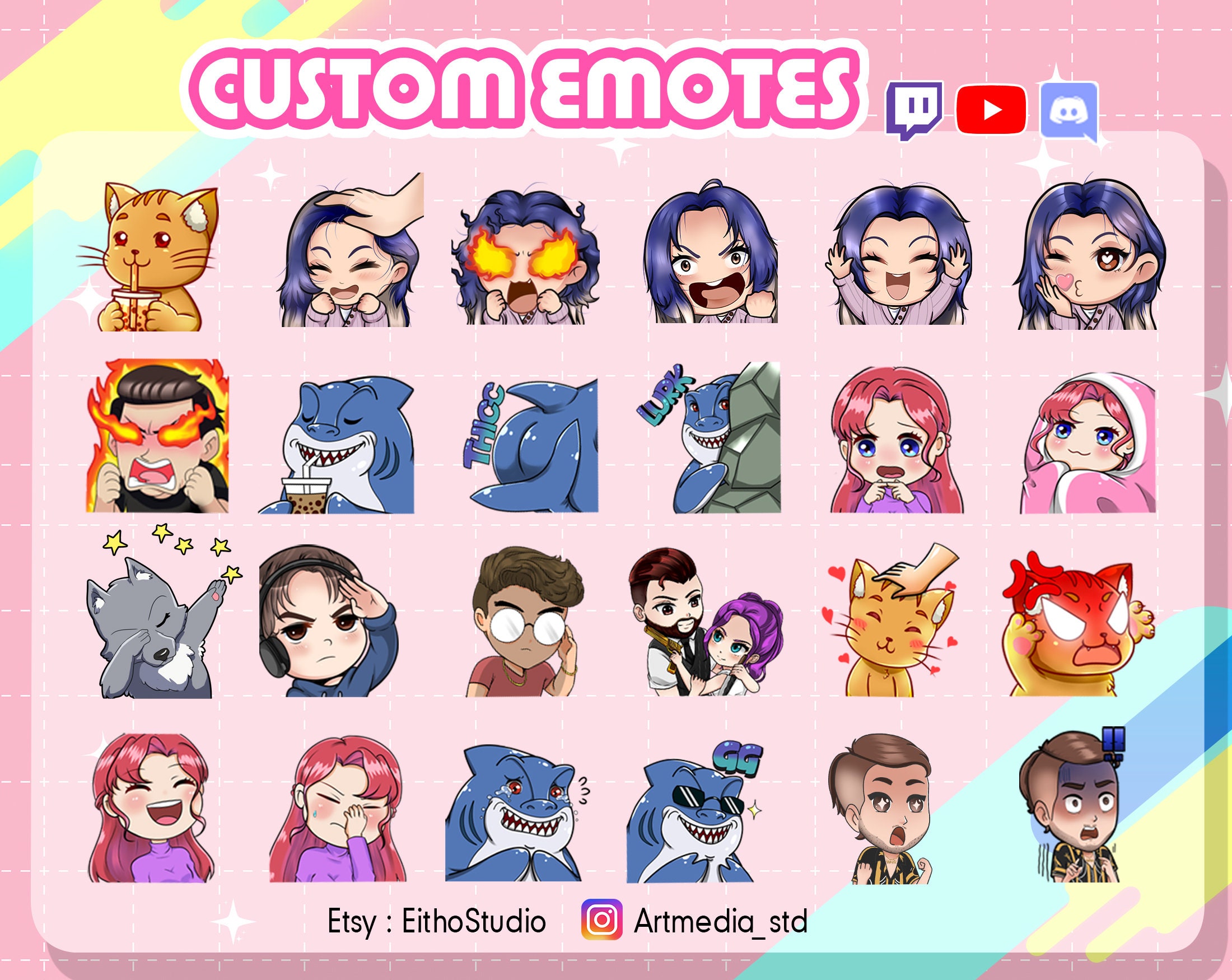 Custom Emotes for Streamer Custom Emojis & Stickers for Etsy