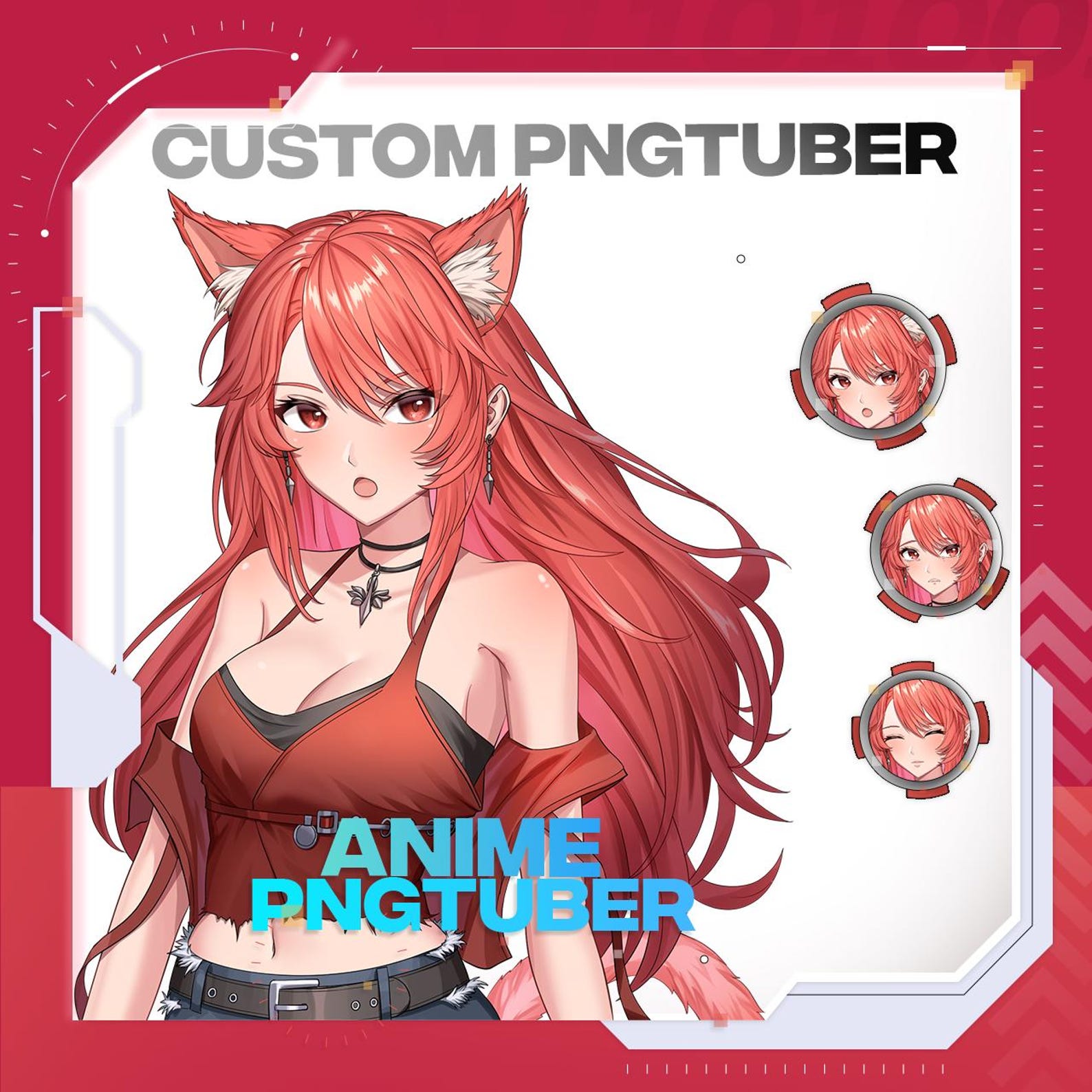 Custom Anime Pngtuber Avatar | Reactive Streaming Character Commission ...