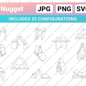 1 Nugget Play Couch Builds - 33 Outlines for Print, Cricut, Silhouette (Digital: SVG, PNG JPG)