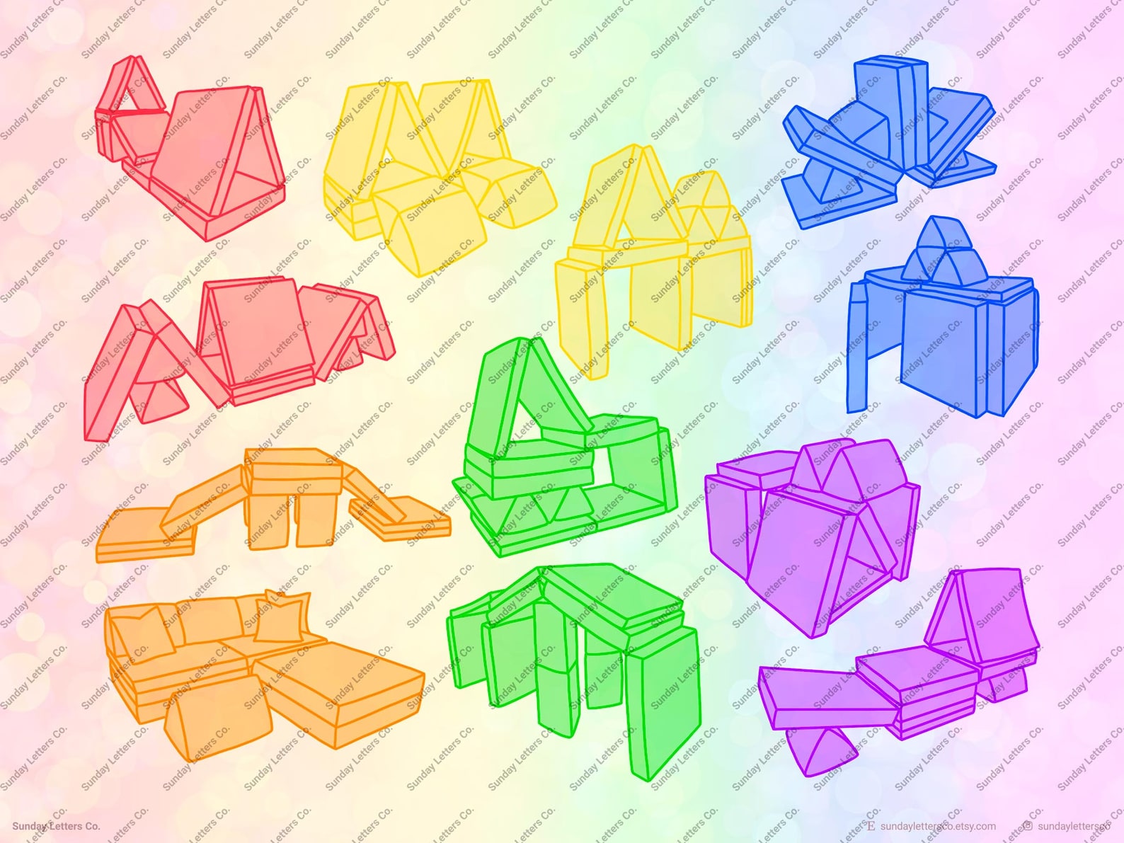 2 Nugget Builds Nugget Couch Ideas Rainbow Poster Digital | Etsy