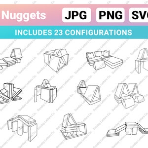 2 Nugget Play Couch Builds - 23 Outlines for Print, Cricut, Silhouette (Digital: SVG, PNG JPG)