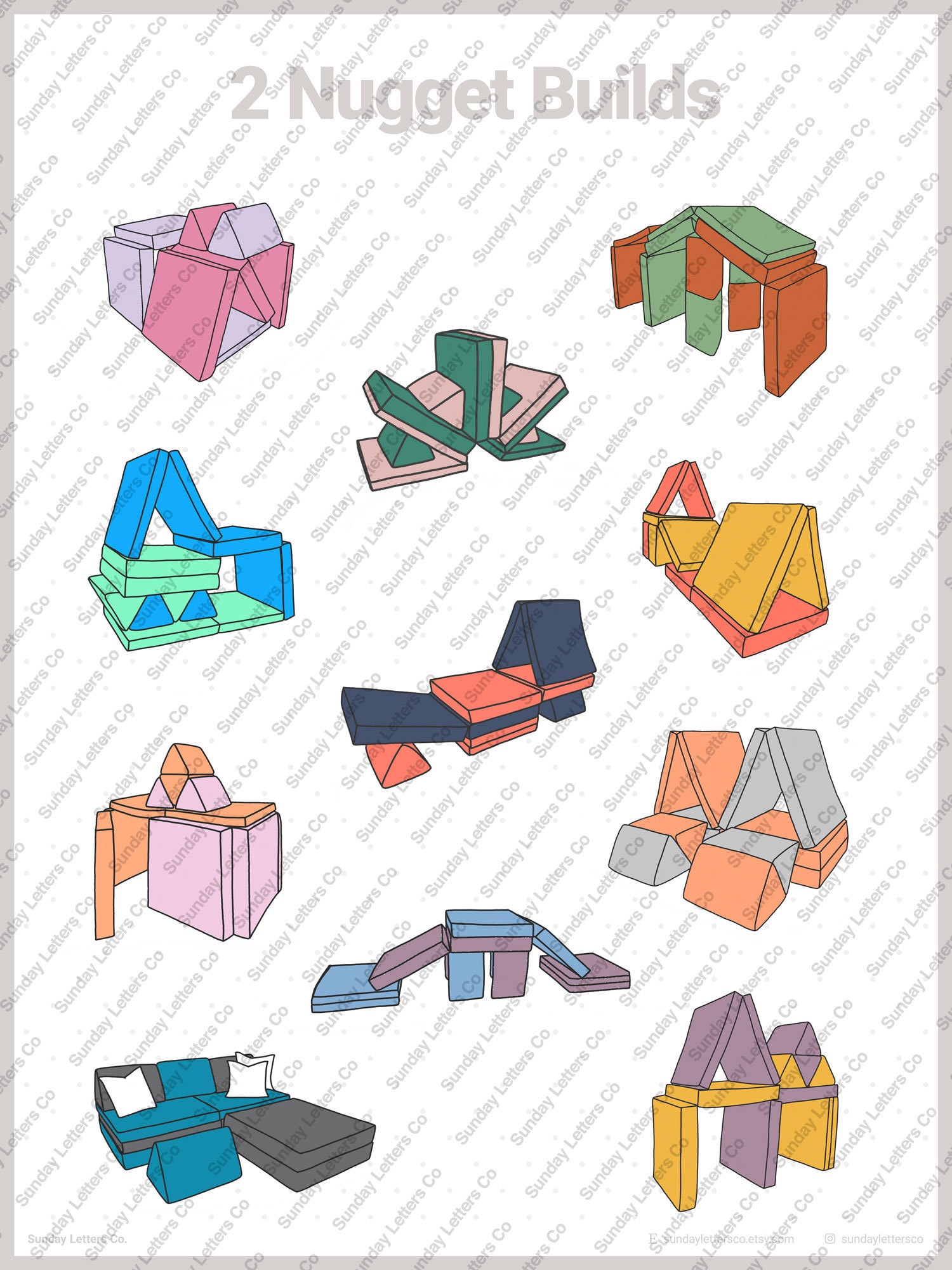 2 Nugget Builds Nugget Couch Ideas Minimalistic Poster | Etsy