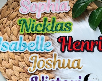 Personalized name, XS to L, mini, large, lettering, embroidered name, patch, appliqué, iron-on patch, iron-on transfer, embroidered number, iron-on