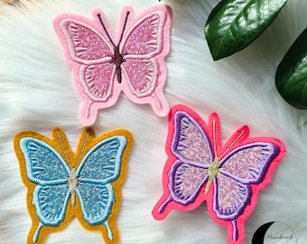 Butterfly, glitter, patch, appliqué, iron-on, iron-on transfer, patch, embroidered appliqué, decoration, for ironing on, for sewing