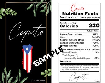 Puerto Rican Flag Digital Coquito Label- Instant Downloads