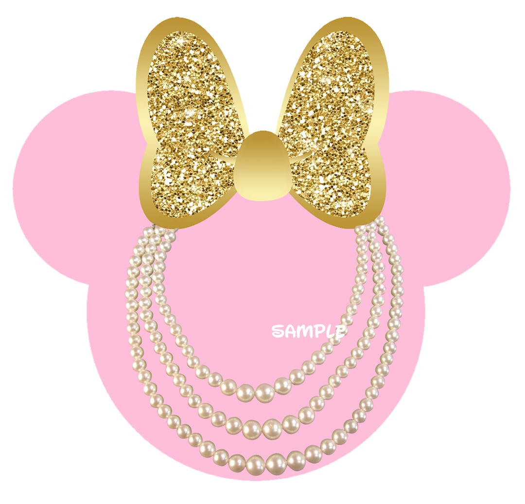 Pink and Gold Minnie Mouse Pearls Instant Download on Transparent ...